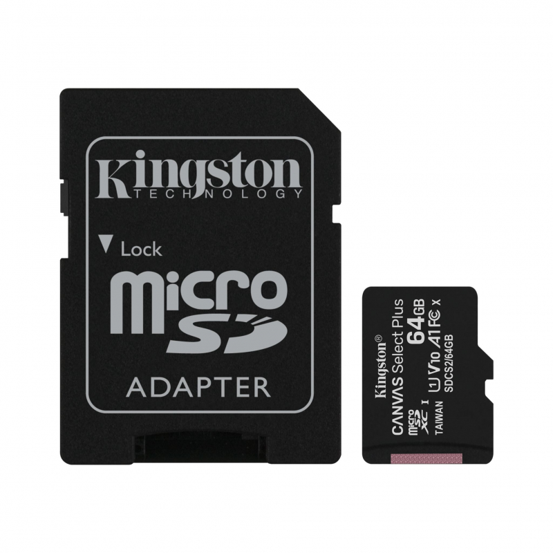 Cartão de Memória 64GB Kingston CL10 100R com adaptador